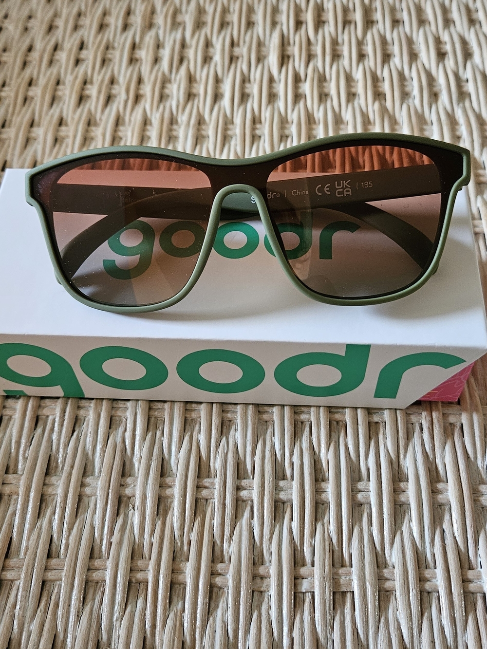 Goodr "Reformed Mad Scientist" Olive Green Sunglasses with Brown Lenses. NEW